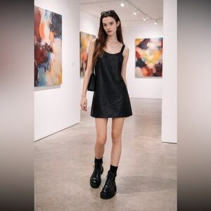 Zara NWT Elegant Black Sleeveless cotton side zip Dress size XS.